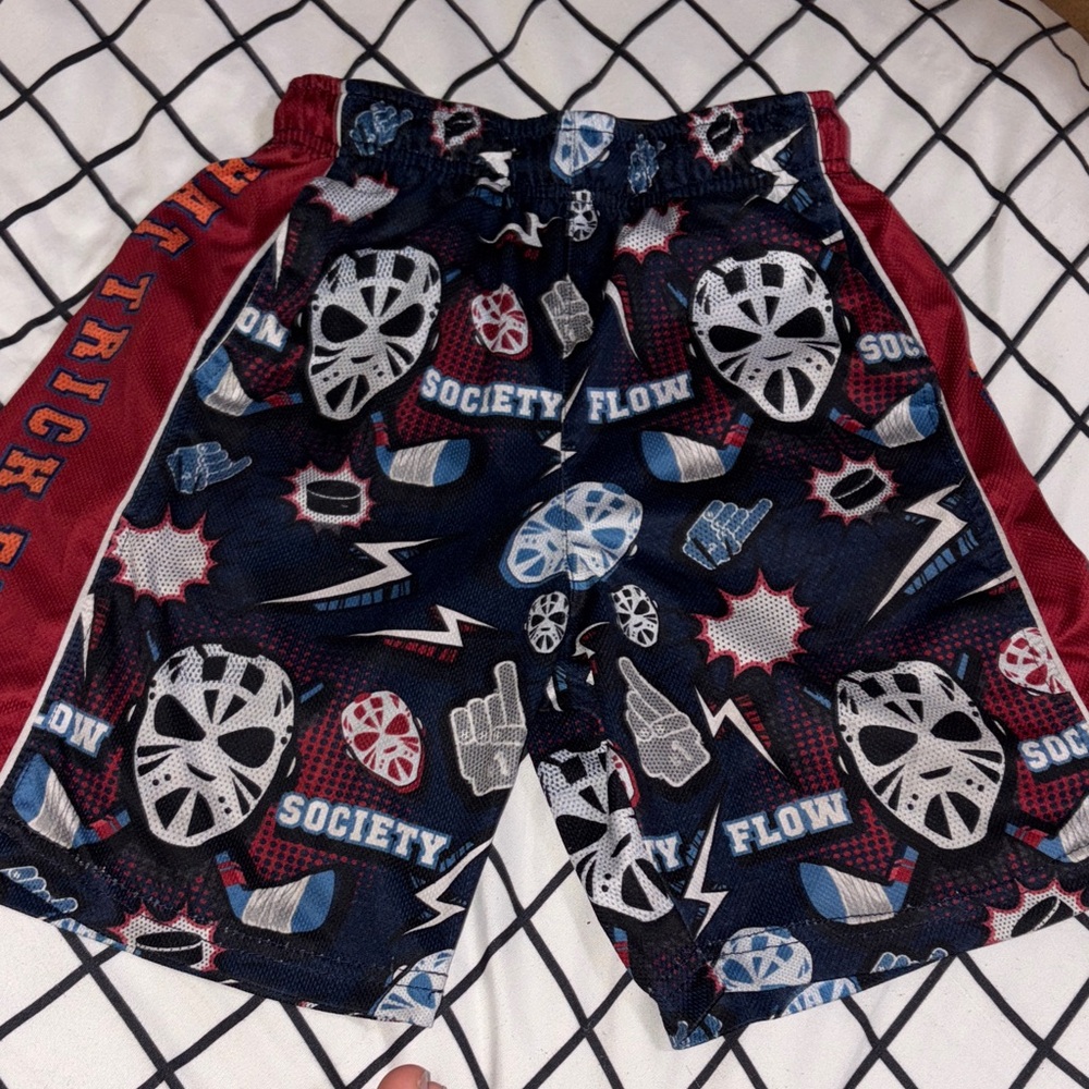 Society Kids Graphic Print Shorts - Black and Red